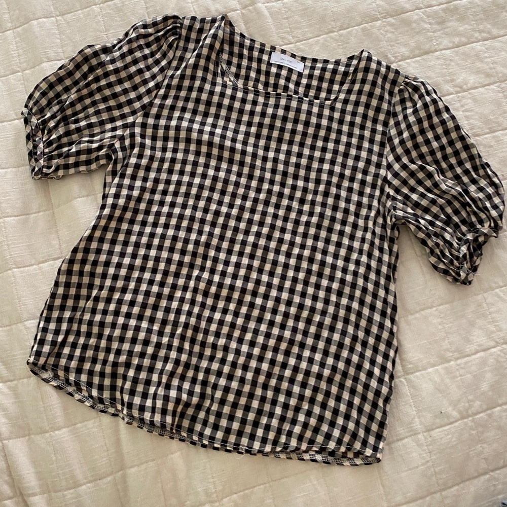 Oak + Fort Gingham Puffer Blouse